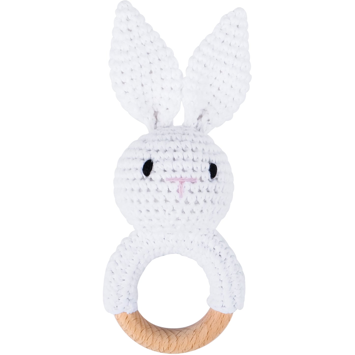 Newborn Baby Rattles Cute Cartoon Animal Rabbit Grab Ability Training Toys Infant Bell Toy Original Wood Crochet Hook Knitted