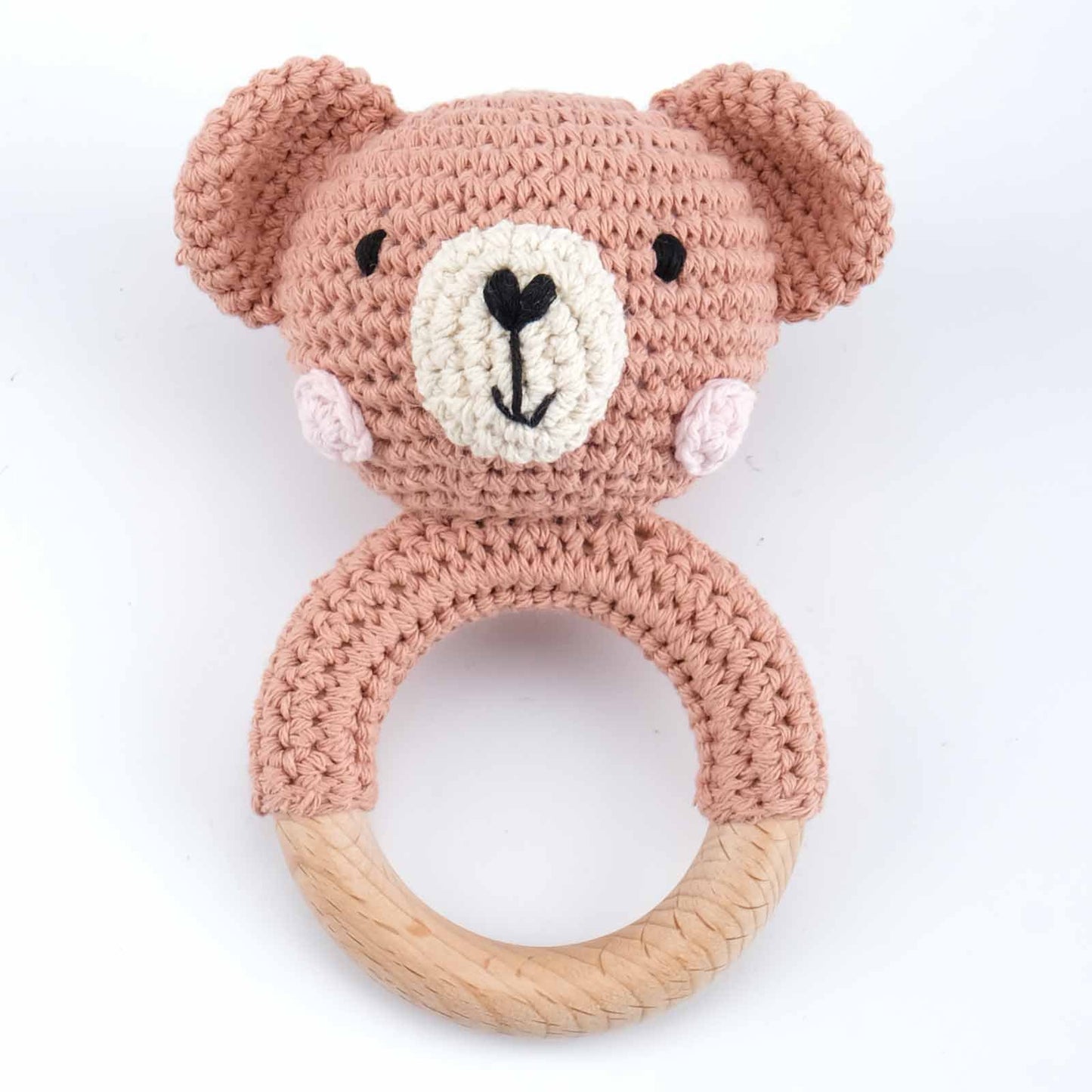 Newborn Baby Rattles Cute Cartoon Animal Rabbit Grab Ability Training Toys Infant Bell Toy Original Wood Crochet Hook Knitted