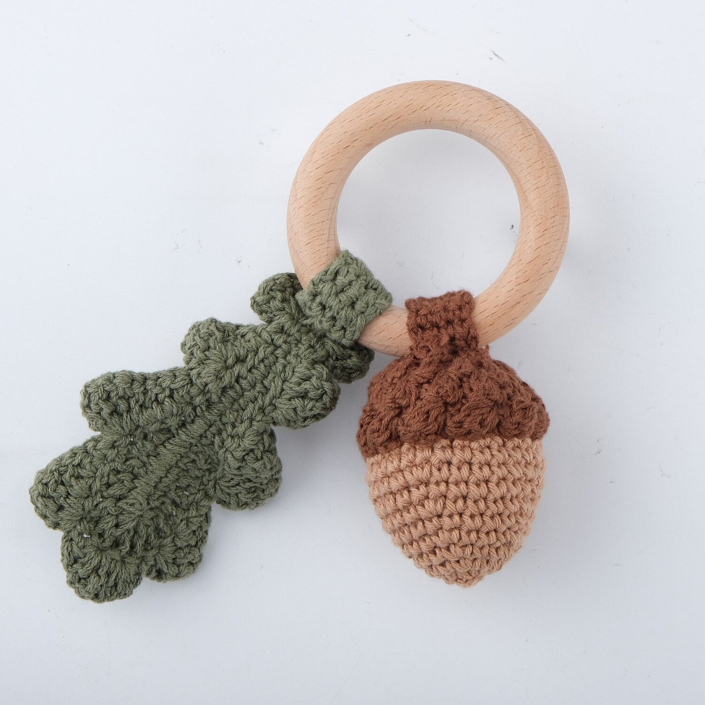 Newborn Baby Rattles Cute Cartoon Animal Rabbit Grab Ability Training Toys Infant Bell Toy Original Wood Crochet Hook Knitted