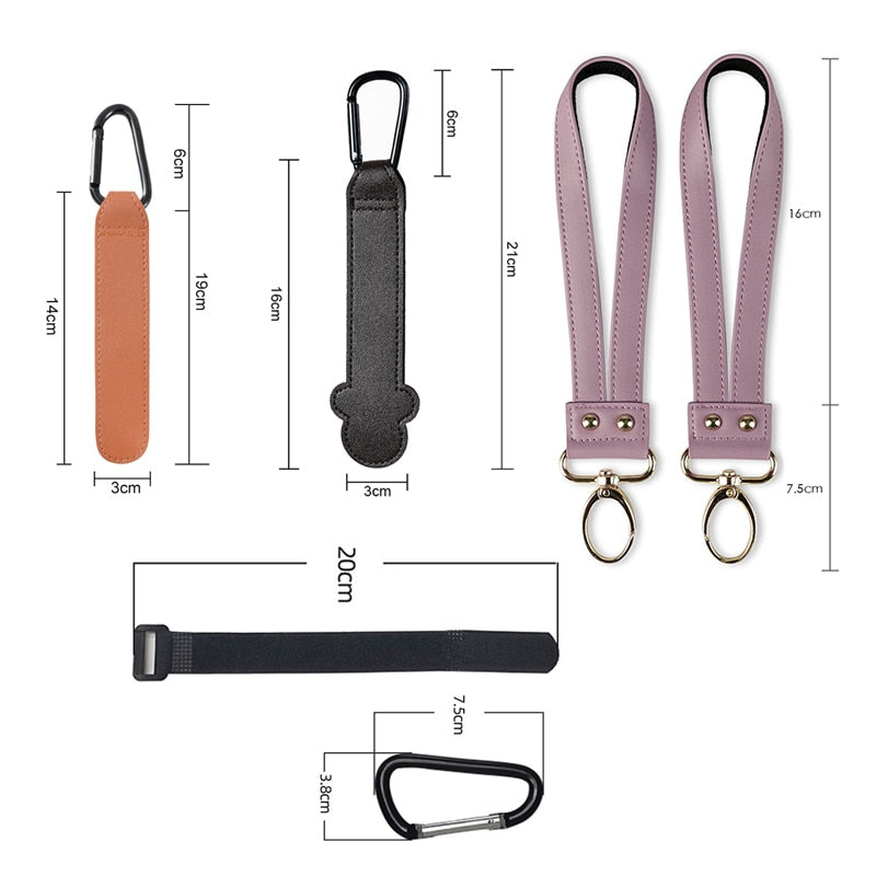 1pcs PU Leather Baby Bag Stroller Hook Rotatable Cart Organizer Pram Hook Pram Rotate 360 Degree Stroller Accessories