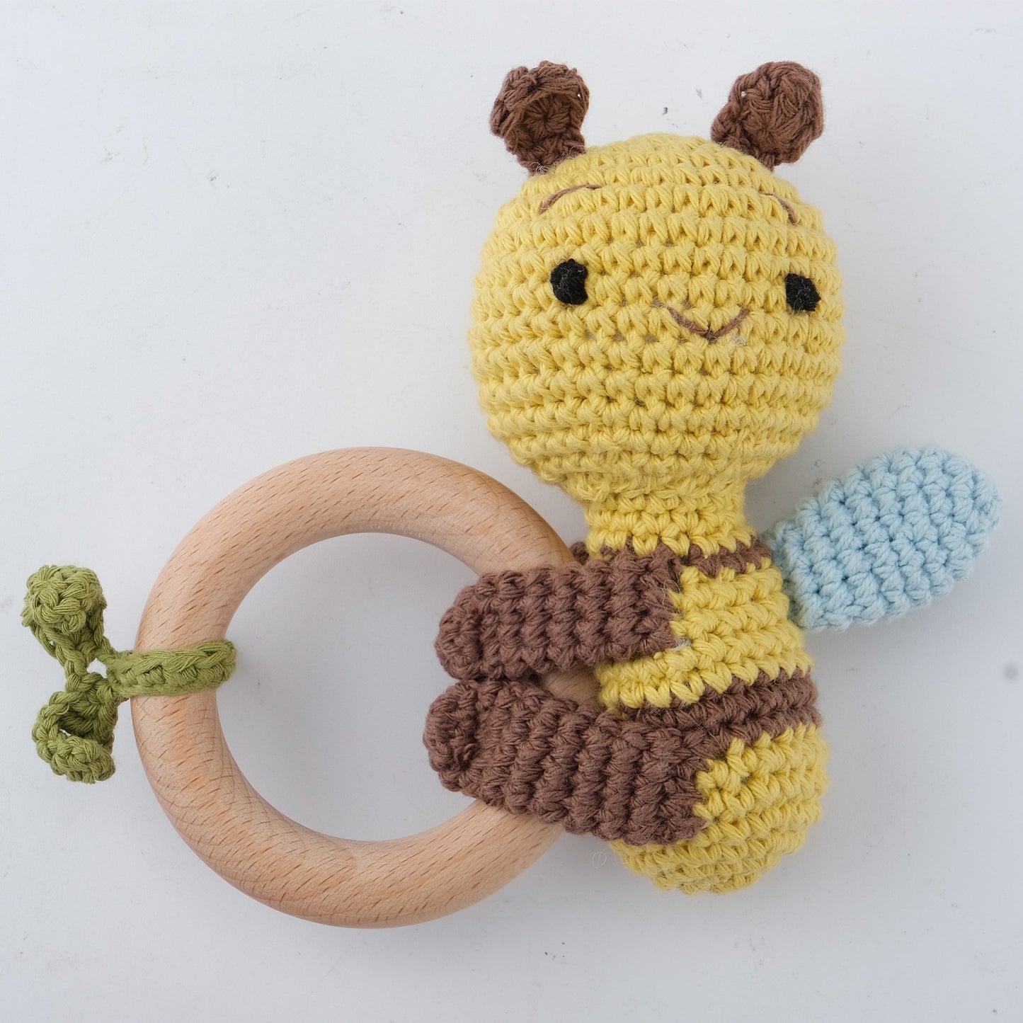 Newborn Baby Rattles Cute Cartoon Animal Rabbit Grab Ability Training Toys Infant Bell Toy Original Wood Crochet Hook Knitted